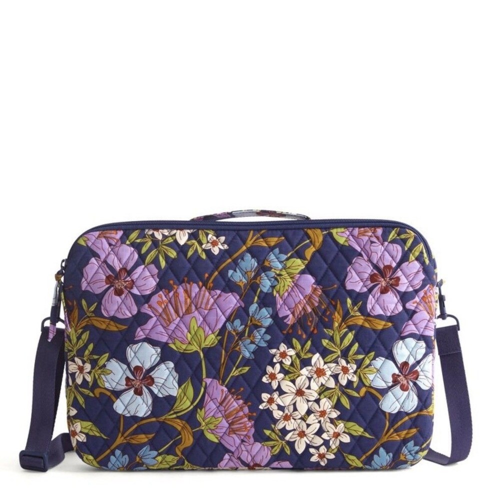 Vera Bradley Coffee Garden Quilted Cotton Laptop Bag Crossbody Sleeve NWOT